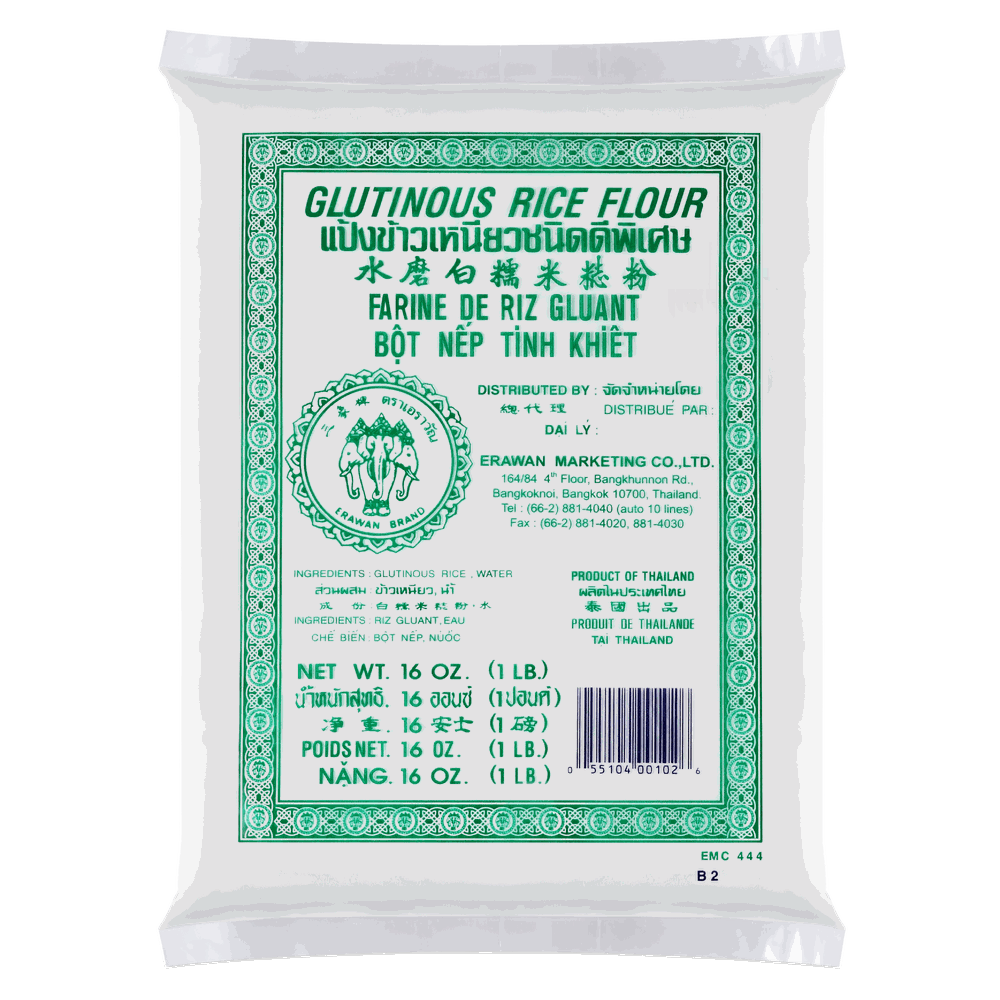 Glutinous Rice Flour (Export Packs) — 454 g (16 oz) · ERAWAN Brand